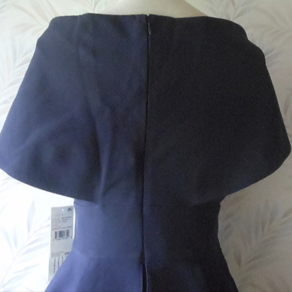 Aidan Mattox Shawl Neckline Peplum Navy Long Formal Dress Size 4 NWT MSRP $395 - Picture 10 of 14